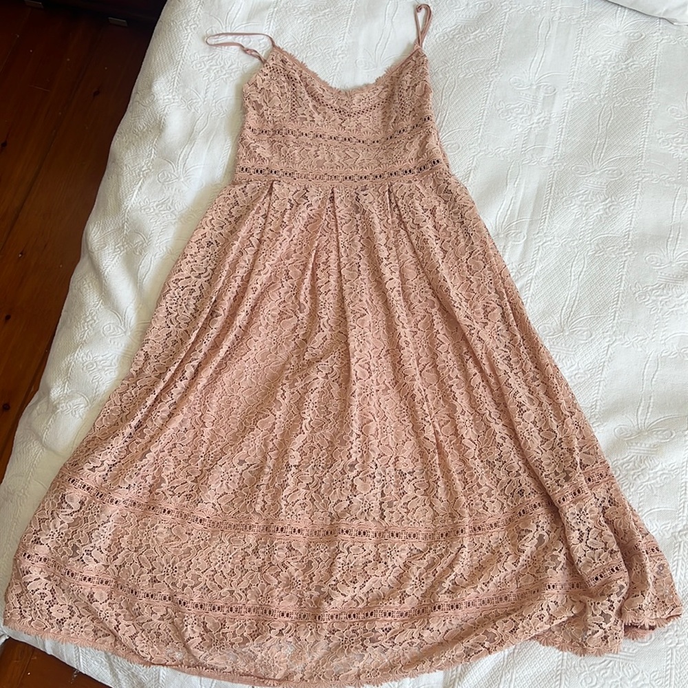 pale pink lacy dress with slip